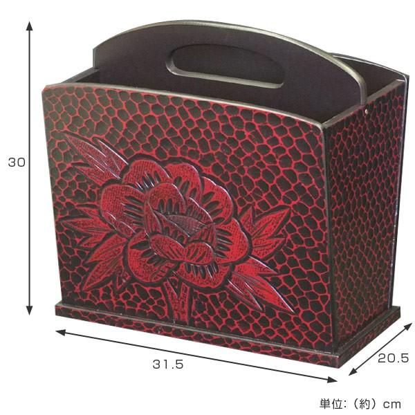 □在庫限り・入荷なし□ マガジンラック 木製 手彫り マガジンラックS