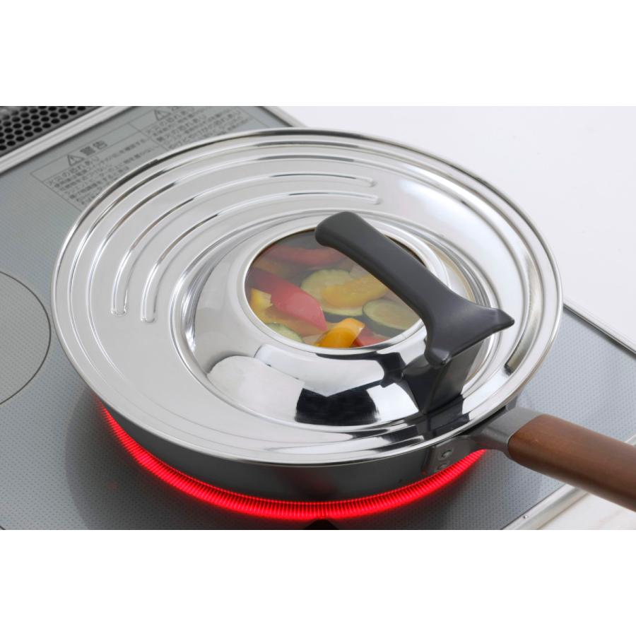 フライパン蓋 18〜26cm スタンド付き ガラス窓付き フリーサイズ鍋蓋