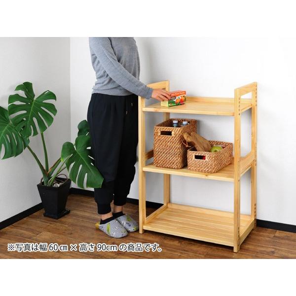 収納ラック 4段 天然木 幅60cm N-8207 2台セット （ 収納棚 ウッド