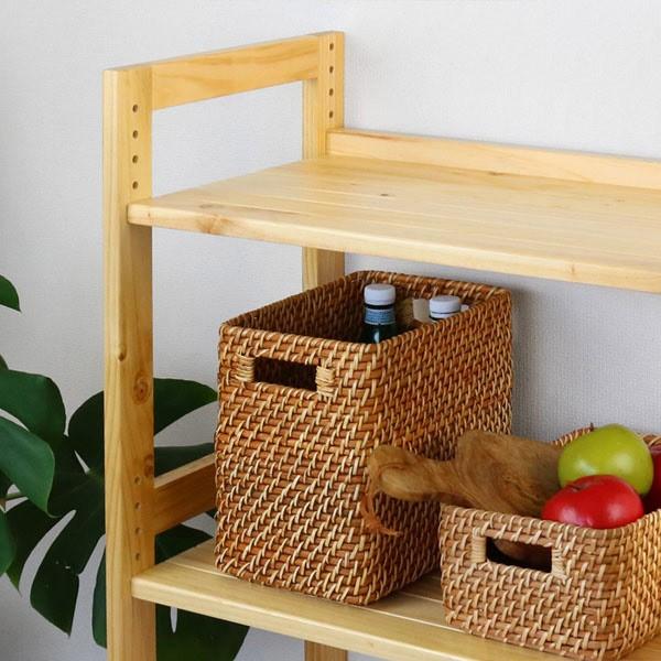 収納ラック 4段 天然木 幅90cm N-8208 2台セット （ 収納棚 ウッド