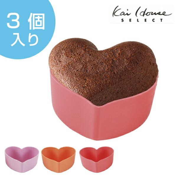 鋳鉄　ハート　マフィン型　菓子作り　製菓 マフィン型 ハート型 3個入 シリコン製 （ マフィンカップ シリコン型