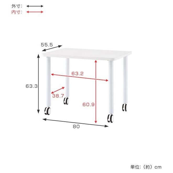（法人限定） インナーテーブル　オフィスデスク　キャスター付　シンプルデザイン　幅80cm （ ワークデスク デスク テーブル 机 オフィス家具 )_2