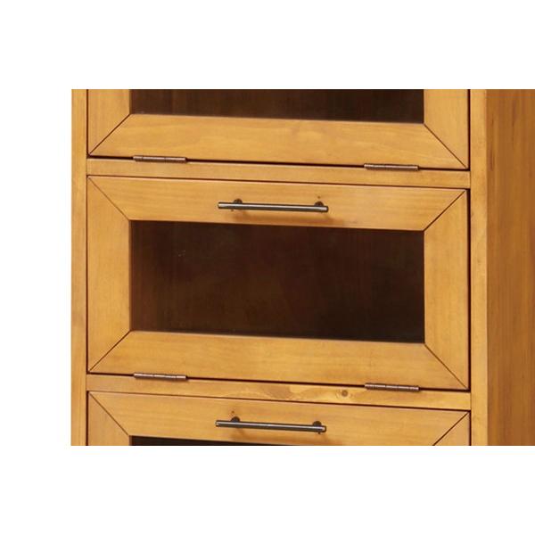 □在庫限り・入荷なし□ チェスト 3段 ガラス扉 天然木 カントリー調