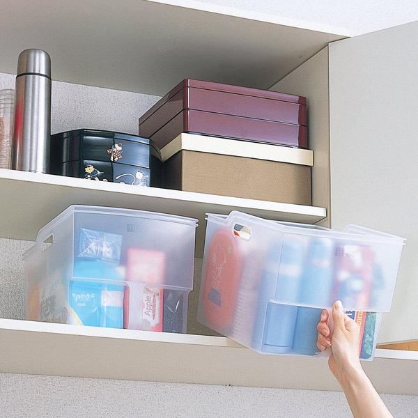 キッチン収納ケース 吊り戸棚ボックスワイド 幅24cm 4個セット （ キッチンストッカー 取っ手付き 吊戸棚 ケース 吊戸棚ボックス 吊り戸棚ストッカー ） | 不動技研 | 15