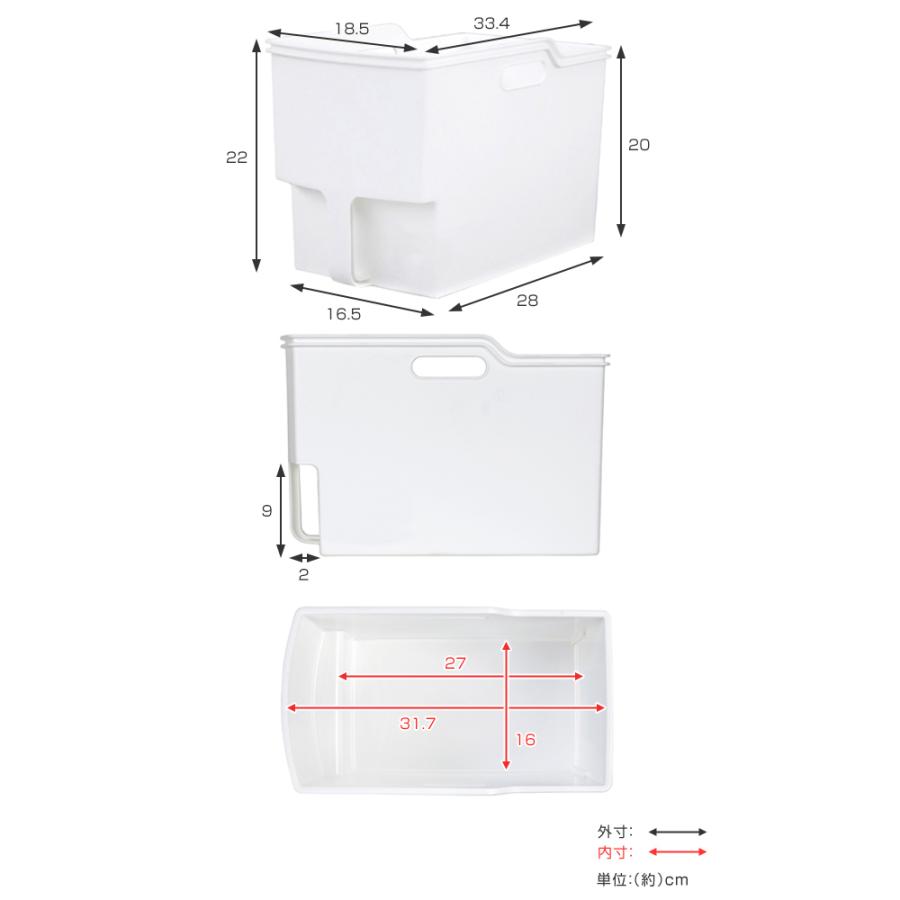 キッチン収納ケース 吊り戸棚ボックススリム 幅18.5cm （ キッチンストッカー 取っ手付き 吊戸棚 ケース ボックス 吊戸棚ボックス 吊り戸棚ストッカー ） | 不動技研 | 08