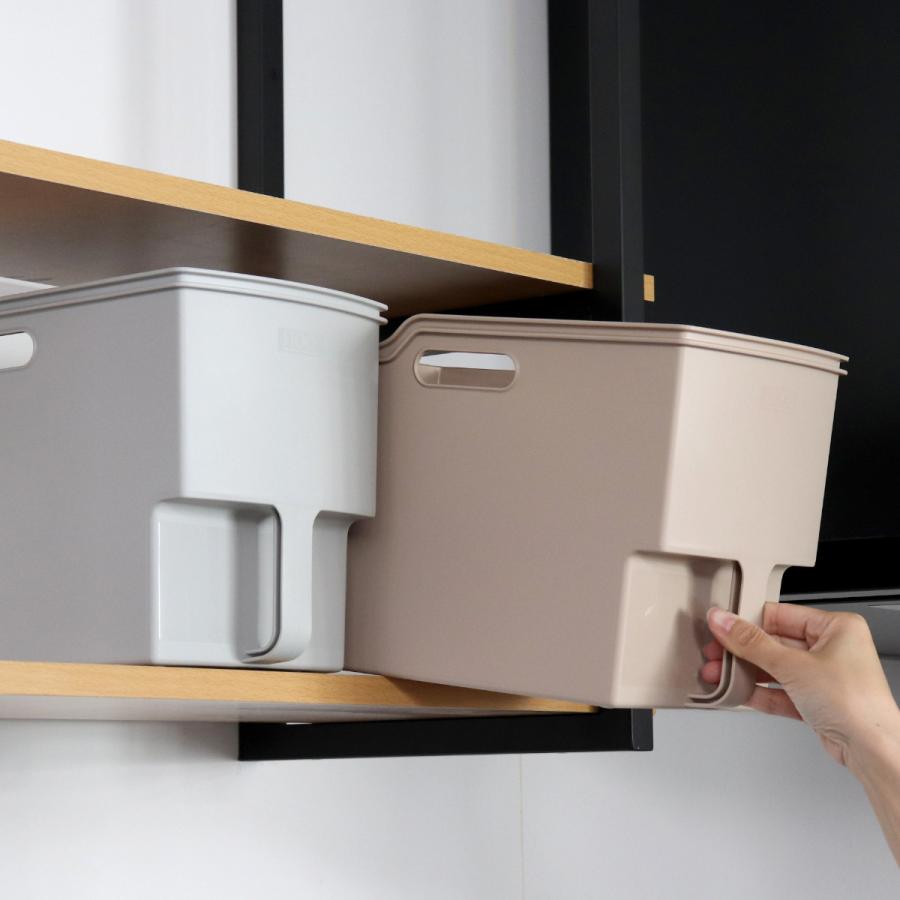 キッチン収納ケース 吊り戸棚ボックススリム 幅18.5cm （ キッチンストッカー 取っ手付き 吊戸棚 ケース ボックス 吊戸棚ボックス 吊り戸棚ストッカー ） | 不動技研 | 13