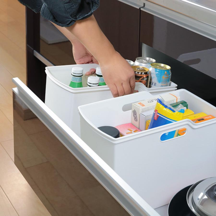 キッチン収納ケース 吊り戸棚ボックススリム 幅18.5cm 6個セット （ キッチンストッカー 取っ手付き 吊戸棚 ケース 吊戸棚ボックス 吊り戸棚ストッカー ） | 不動技研 | 21