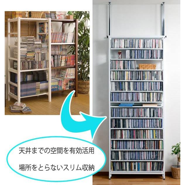 突っ張り CDラック DVD収納 スチール製 幅80.5cm （ つっぱり 棚