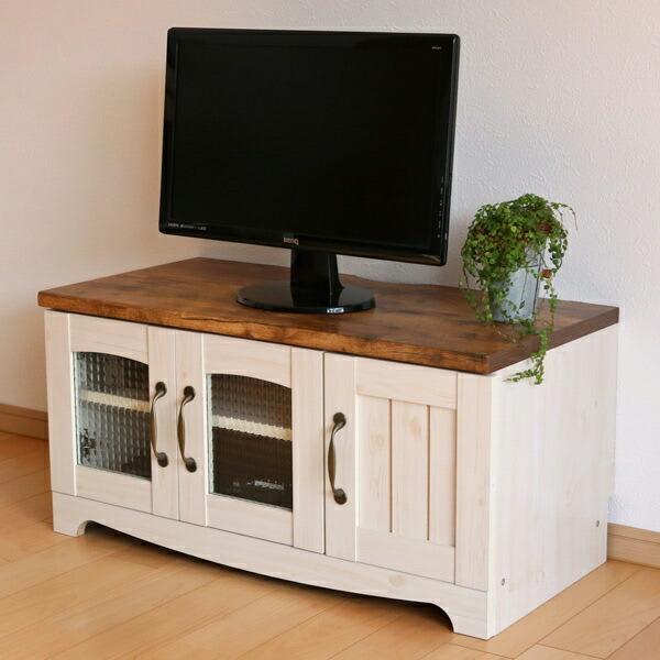 C 新品 ローボード AVラック テレビ台 収納棚 ハワイアン カントリー 北欧 テレビ台 ローボード カントリー調 幅80cm （ テレビ 収納 AVボード