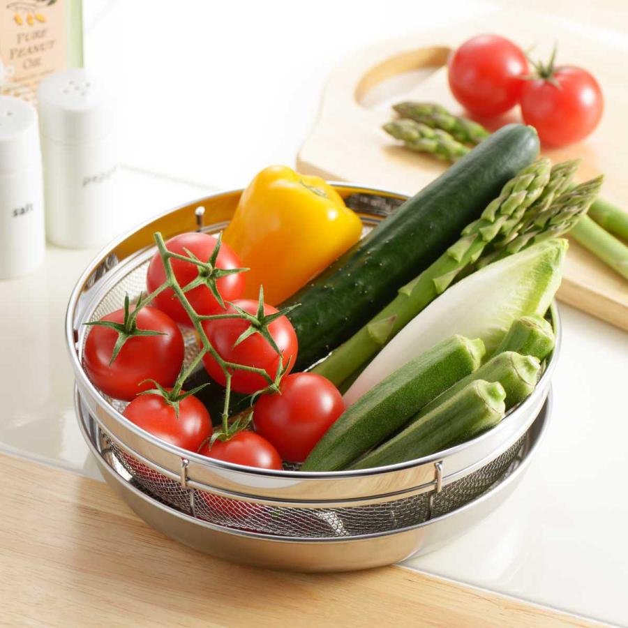 ヨシカワ ザル＆トレー2点セット 19cm 食道楽 盆ザル＆トレーセット