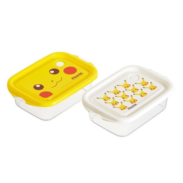 ピカチュウ 顔型プラスチックケース 2色セット お弁当箱 シール容器 2個入 ピカチュウ フェイス 子供 （ ポケモン
