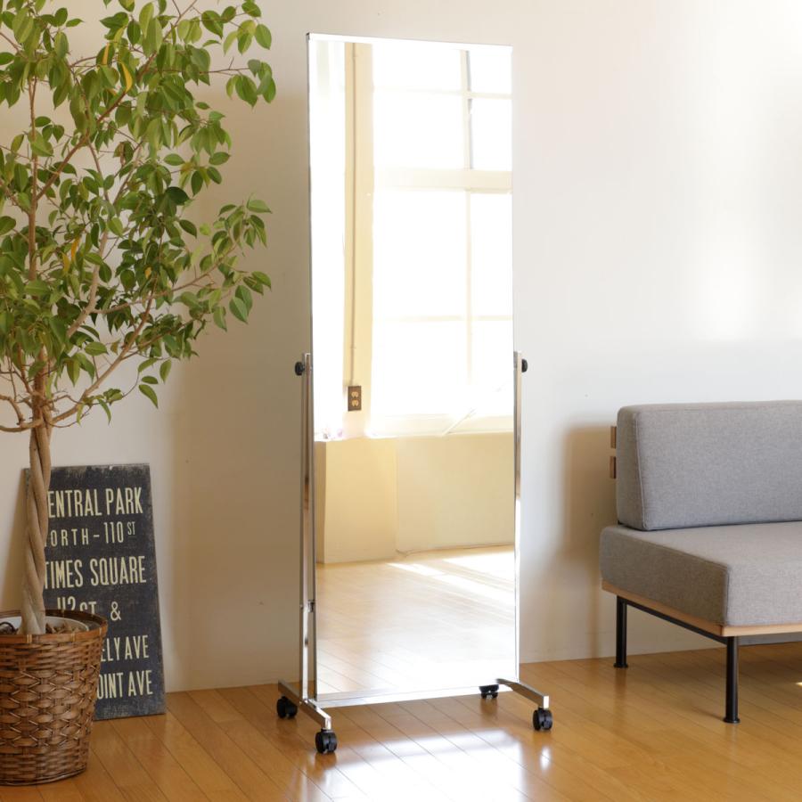 弘益 スタンドミラー 姿見 ノンフレーム 幅57cm （ ミラー 全身鏡 鏡