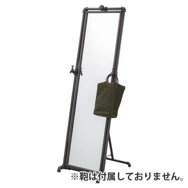 ヴィンテージ スチールフレーム スタンドミラー　姿見　インダストリアル スタンドミラー パイプフレーム インダストリアル風 幅46cm （ ミラー