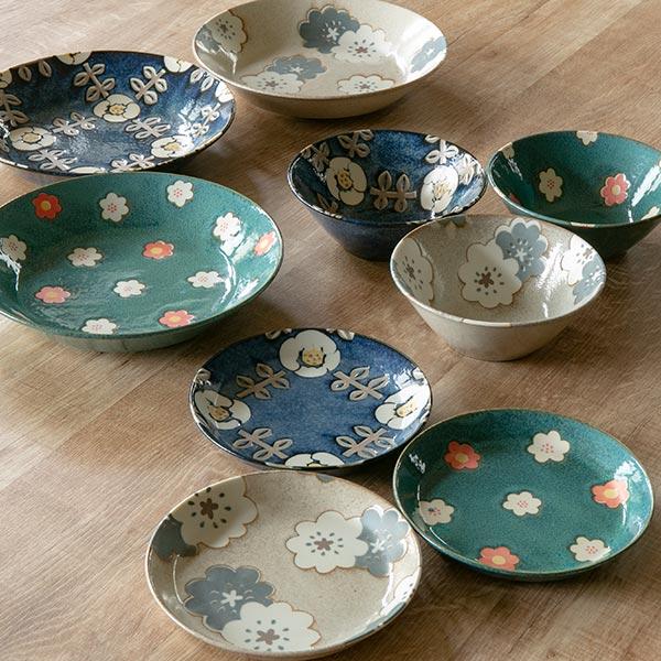 花柄陶器プレート プレート 21cm ノルディックフラワー 磁器 美濃焼 日本製 （ 食