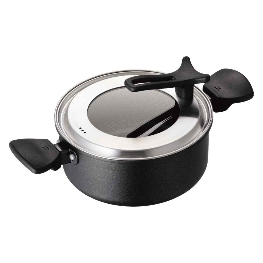 貝印 両手鍋 20cm とっても軽い両手鍋 IH対応 ガラス蓋付き （ ガス火