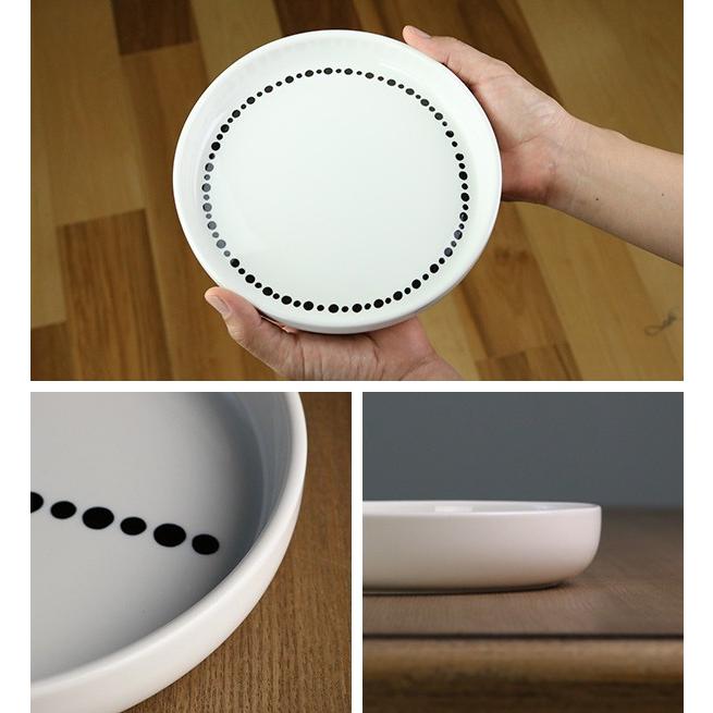 プレート L 20cm ドット 白 磁器 食器 （ 食洗機対応 電子レンジ対応