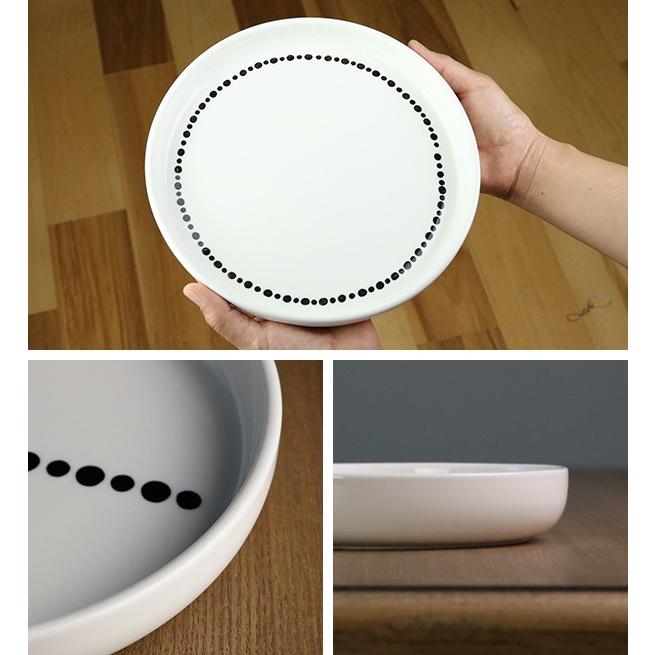 プレート LL 23cm ドット 白 磁器 食器 同柄3枚セット （ 食洗機対応