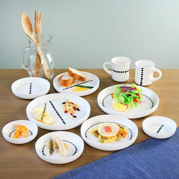 プレート LL 23cm ドット 白 磁器 食器 同柄3枚セット （ 食洗機対応