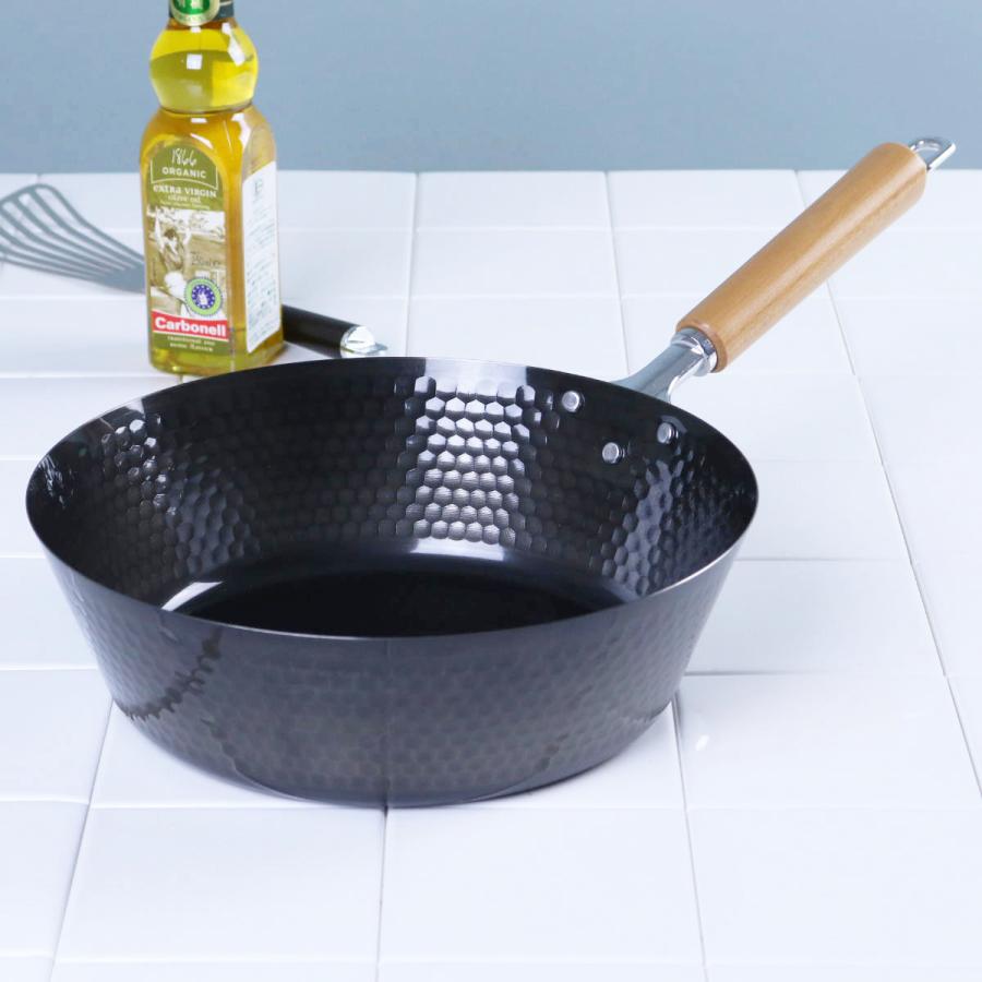 タマハシ 鉄フライパン 26cm IH対応 スゴ軽 槌目鉄深型フライパン 日本