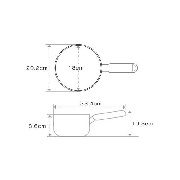 片手鍋 サンク・クーシュ ゆきひら 18cm UMIC ユミック IH対応 （ ガス火対応 雪平鍋 行平鍋 ）｜livingut｜02