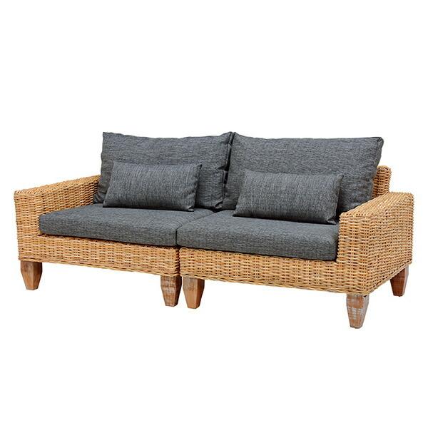 □在庫限り・入荷なし□ 籐（ラタン） ソファ 片肘 2分割 クッション付