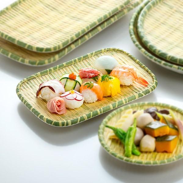 スケーター 皿 竹風 メラミン製 食器 長方形 S 足付き 浅皿 和風 中皿