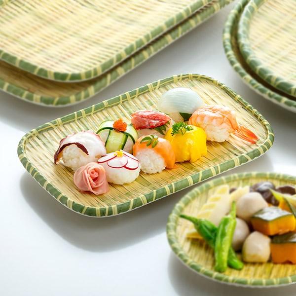 スケーター 皿 竹風 メラミン製 食器 長方形 M 足付き 浅皿 和風 大皿