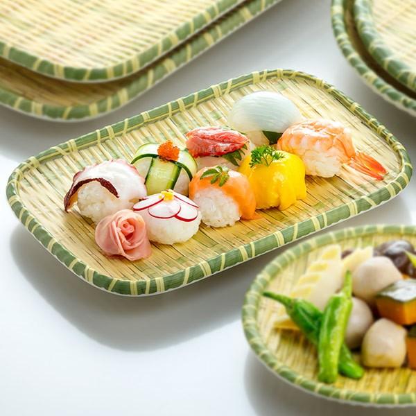 スケーター 皿 竹風 メラミン製 食器 長方形 L 足付き 浅皿 和風 大皿 