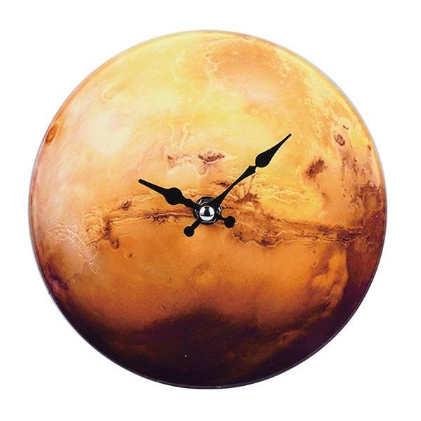 掛け時計 置き時計 卓上ガラス時計 ROUND 17cm Mars 火星2 （ アナログ 時計 壁掛け時計 インテリア 雑貨 ）｜livingut