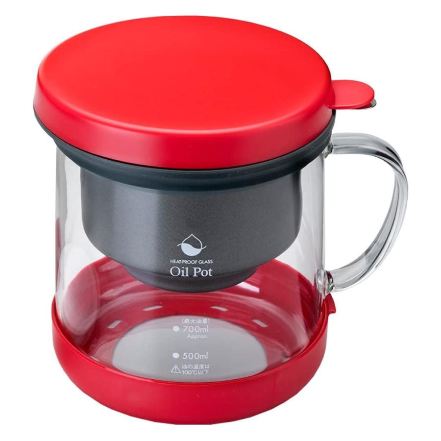 高木金属工業 オイルポット 700ml 耐熱ガラス製 油ろ過ポット 二重口