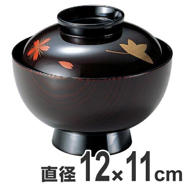 吸い物椀 木製 4.2寸 溜漆塗 春秋筏 磨蒔絵 吸物椀 お椀 食器 漆塗 （ 椀 汁椀 味噌汁椀 吸物 吸い物 本漆塗 味噌汁 ）