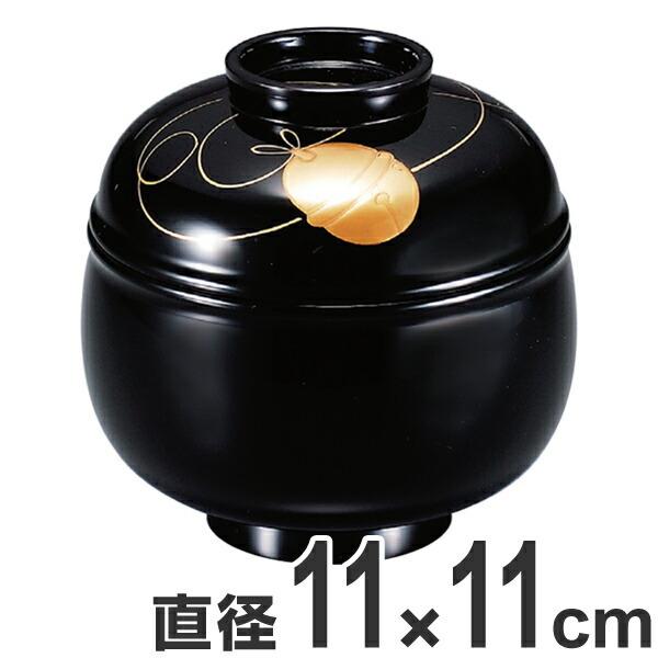 吸い物椀 木製 鈴型 黒漆塗 吸物椀 鈴 お椀 食器 漆塗 磨高蒔絵 （ 椀