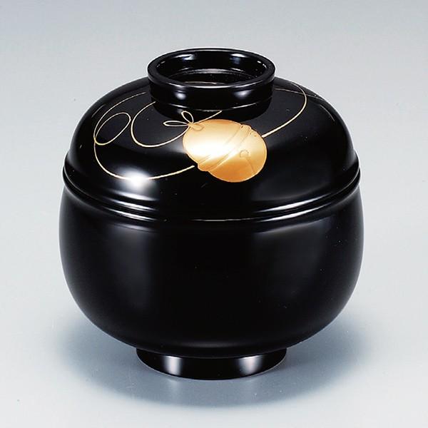 吸い物椀 木製 鈴型 黒漆塗 吸物椀 鈴 お椀 食器 漆塗 磨高蒔絵 （ 椀
