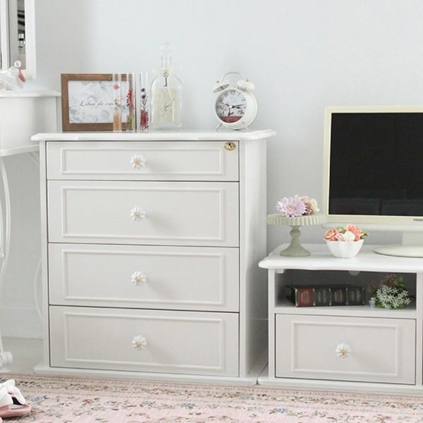 4段チェスト タンス 姫系 白家具 リルデココ チェスト 4段 姫系 リルデココ 幅60cm （ タンス 衣類収納 引き出し