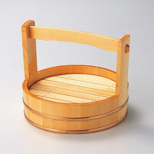 美品◆2個セット◆大型 天然木製おかもち手桶◆寿司桶 ◆外径45cm おかもち 木製 一尺 岡持 取っ手付き 目盛付 桶 業務用 （ お皿 大漁