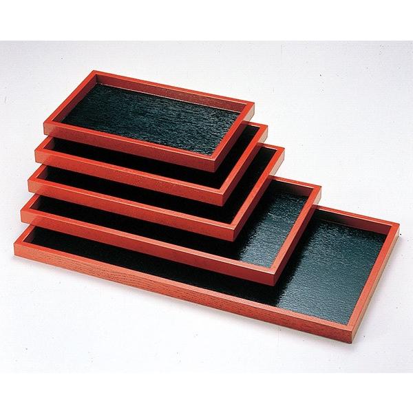 黒と赤の長方形トレー 13枚セット そば盆 木製 八ツ台 黒渕朱 盆 お盆 ざるそば 敷膳 クサビ止め金具入り