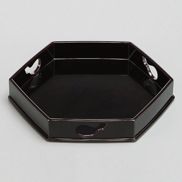 盛器 木製 8.5寸 六角胴張流 ひさご透 溜漆 漆塗 盛皿 越前漆器 盛器 木製 8.5寸 六角胴張流 ひさご透 溜漆 漆塗 盛皿 越前漆器