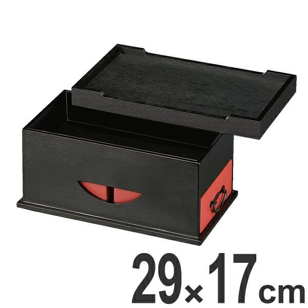 松花堂 弁当 木製 8.5寸 盆伊賀忍者 弁当箱 黒千筋引き出し 箱朱塗