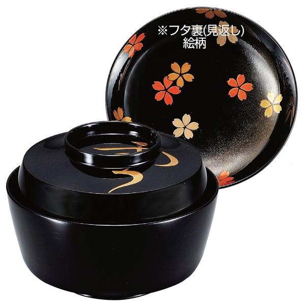 煮物椀 木製 4.5寸 雪月花 黒漆塗 漆塗 吸物椀 お椀 食器 研出し 磨 