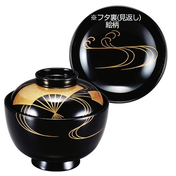 黒漆金彩花文溜塗吸物椀 お吸い物 黒漆椀 木製椀3客セット 祝膳に 溜め