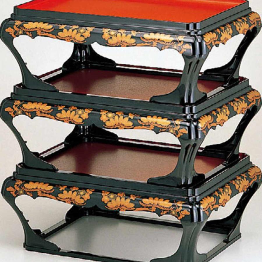 福井クラフト 殿様膳 仁ノ膳 片面タイプ 足付 梨地 松唐草 お膳