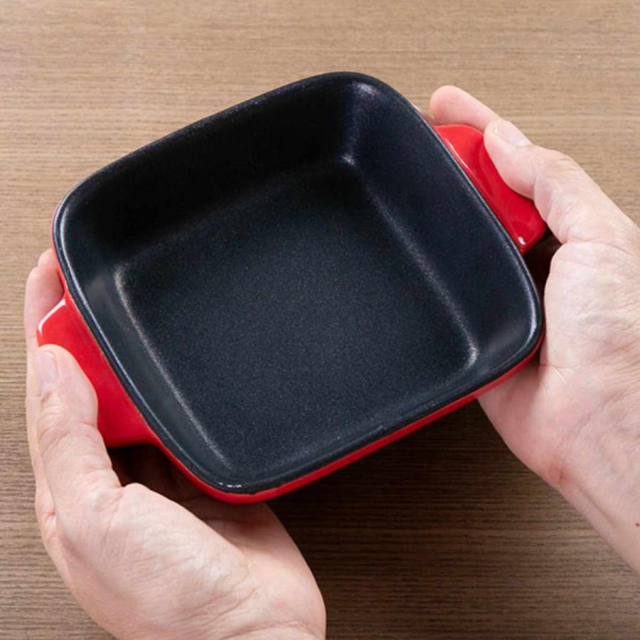 パール金属 グラタン皿 角型 19cm フッ素加工 耐熱皿 陶磁器 （ 電子