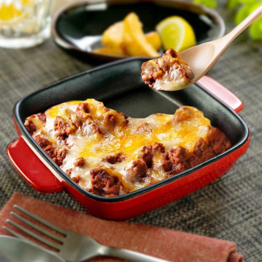 パール金属 グラタン皿 角型 19cm フッ素加工 プレート 耐熱皿 陶磁器