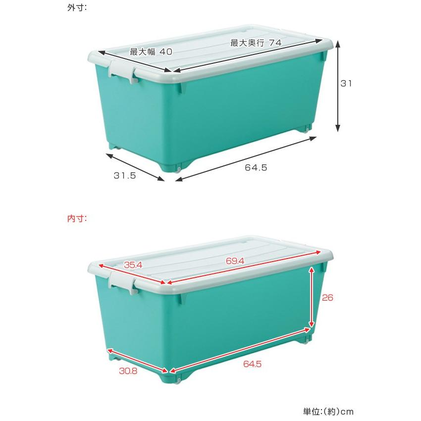 収納ボックス ふた付き 同色3個セット 約 幅40×奥行74×高さ31cm