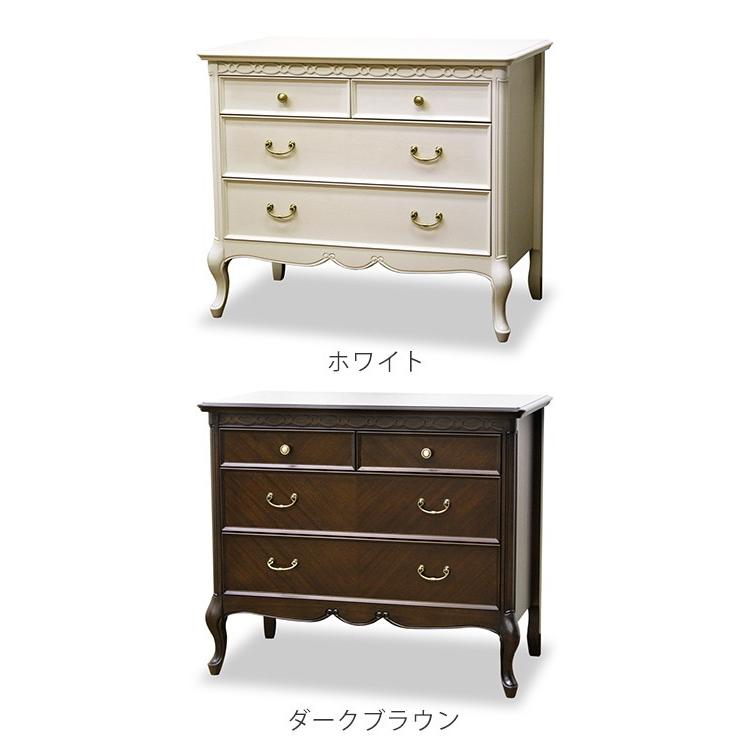 チェスト 3段 洋タンス クラシック調 猫脚 フルール 幅85cm （ 開梱