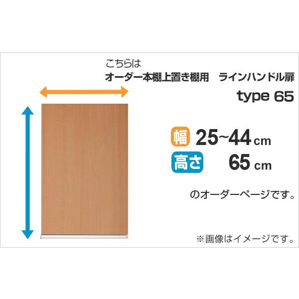 専用扉 オーダー本棚 上置き棚用 ラインハンドル扉 Type65 幅25〜44cm