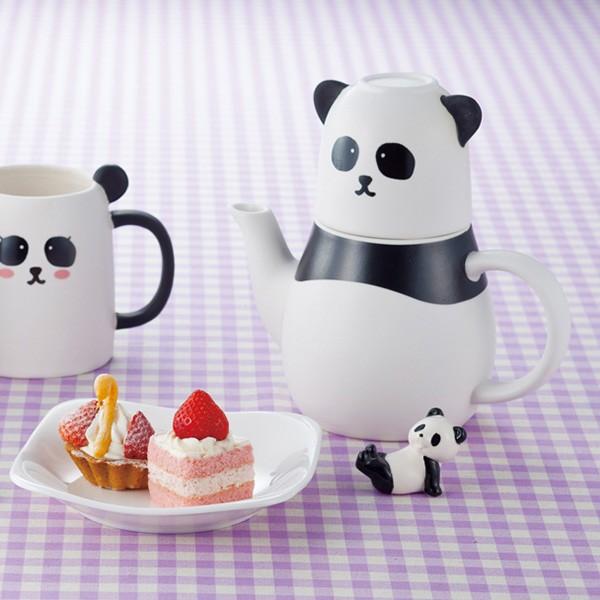 アイラブパンダ ミニチュアティーセット 陶器製 ティーポット カップ セット パンダ 急須 陶器 食器 （ 食洗機対応