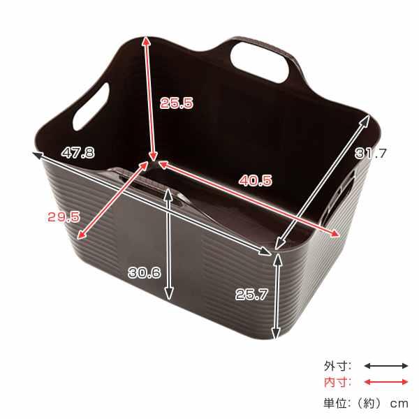 バスケット 持ち手付き 幅47.8×奥行31.7×高さ30.6cm ハッピーバケット