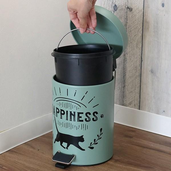 ゴミ箱 ネコ ペダル ふた付き 3L HAPPINESS （ ダストボックス