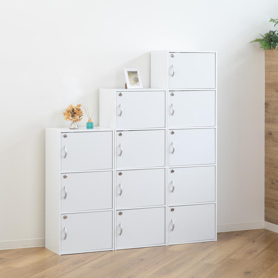 クロシオ カラーボックス 4段 全段鍵付 幅42cm （ 収納 家具 鍵付き 棚